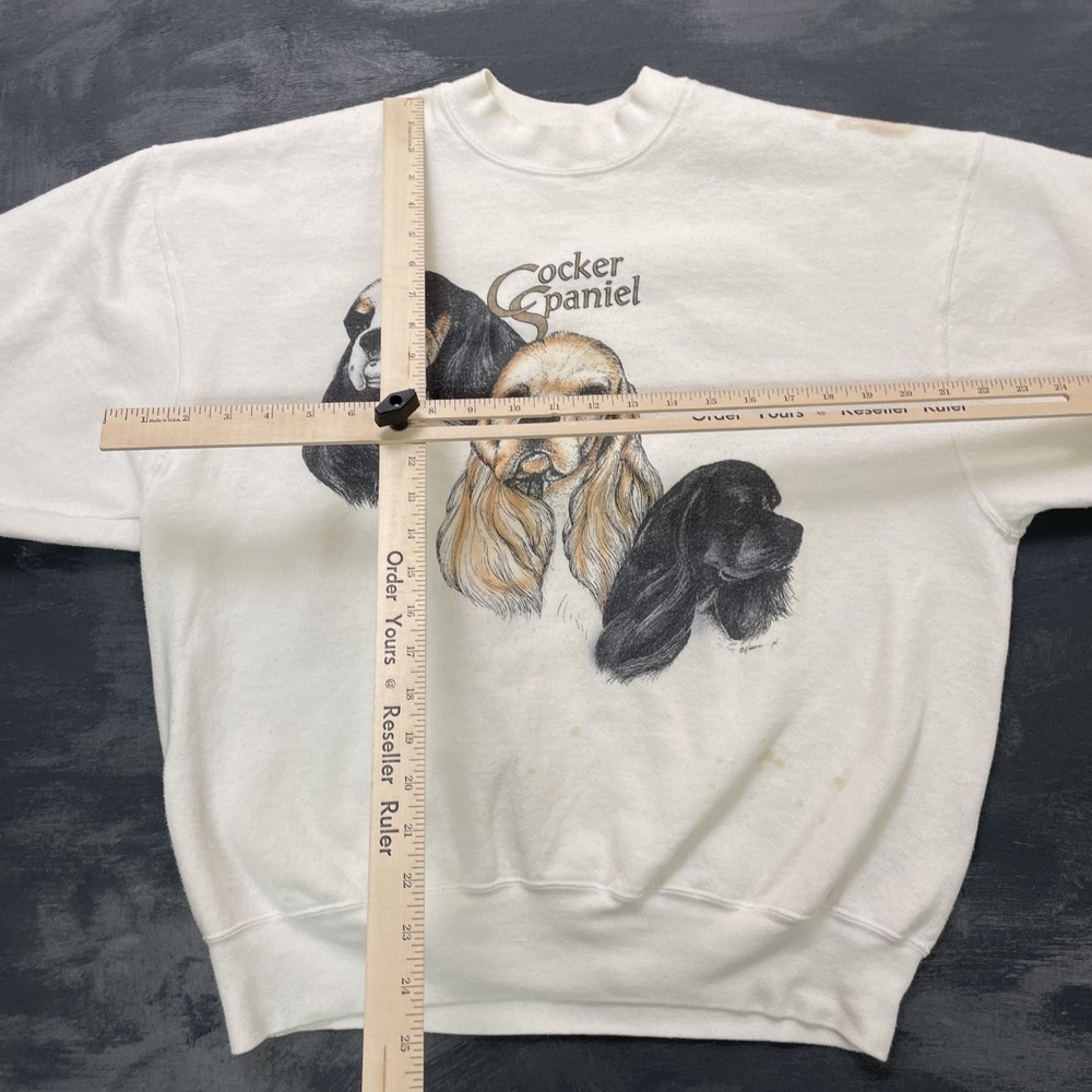Vintage english cocker Spaniel sweatshirt mens XL White 1990s dogs - Picture 9 of 13